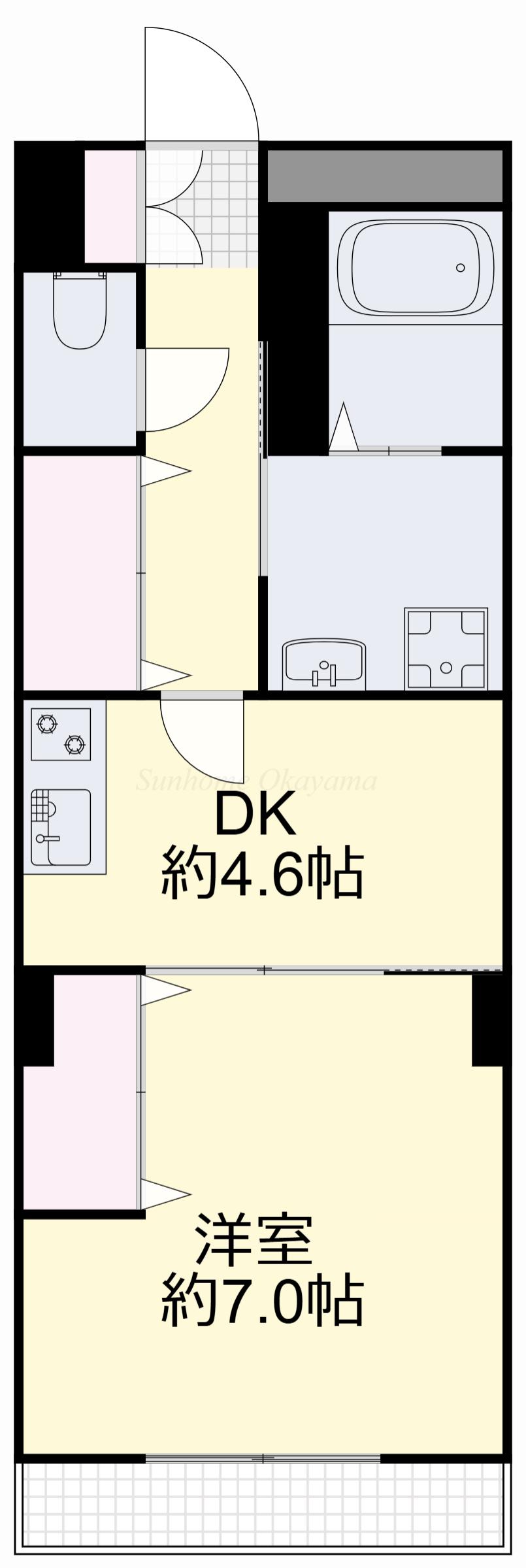 ファルマプラス(1DK/5階)の間取り写真