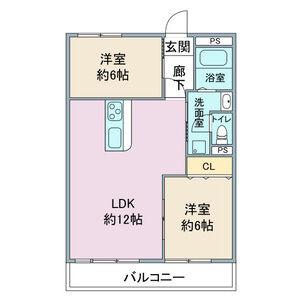 サンシャイン村瀬(2LDK/3階)の間取り写真