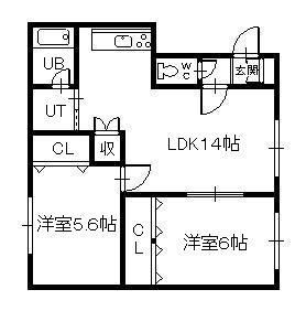 ル・クレアージュ(2LDK/1階)の間取り写真