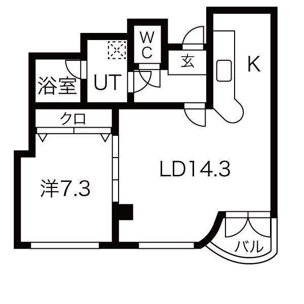 ニュークレス(1LDK/2階)の間取り写真