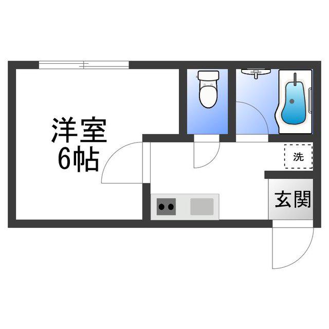 エクストリーム中島(1K/2階)の間取り写真