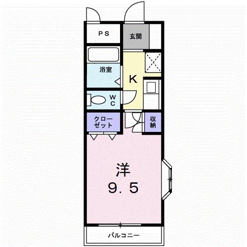 フローラル備前掘(1K/1階)の間取り写真