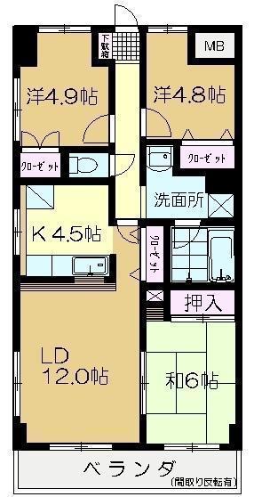 嘉倉ビル(3LDK/5階)の間取り写真