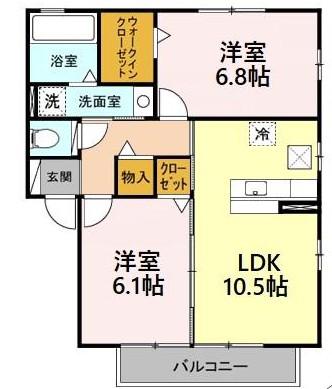 メゾンゆうち(2LDK/1階)の間取り写真