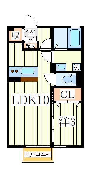カノンベル(1LDK/1階)の間取り写真