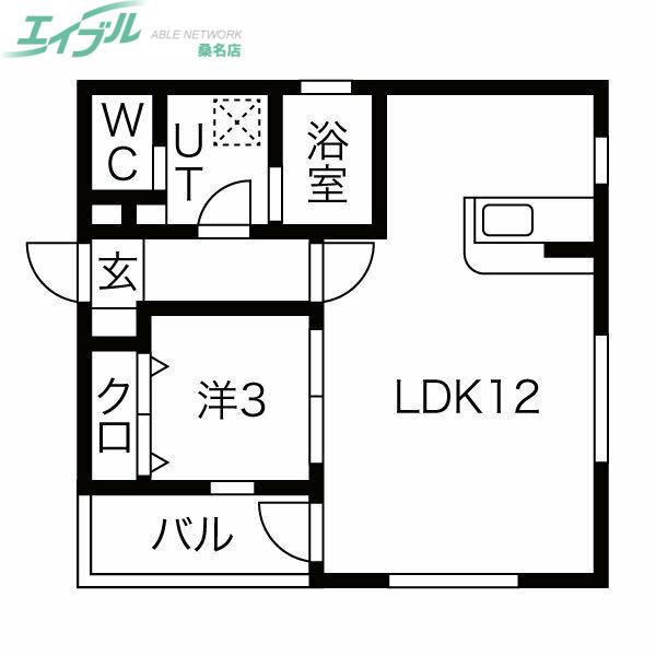 グランディール桑名(1LDK/1階)の間取り写真