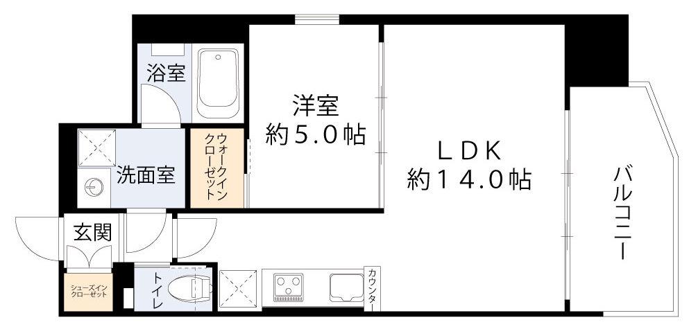 プレジオ九条(1LDK/9階)の間取り写真