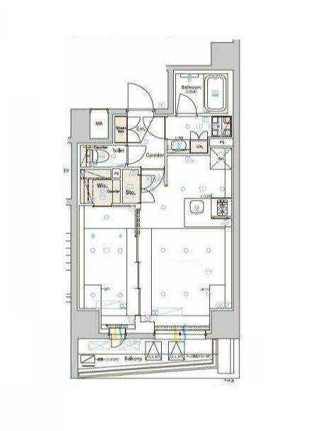 シーフォルム住吉III(1LDK/2階)の間取り写真