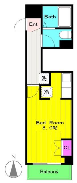 アールブラン生田(1K/2階)の間取り写真