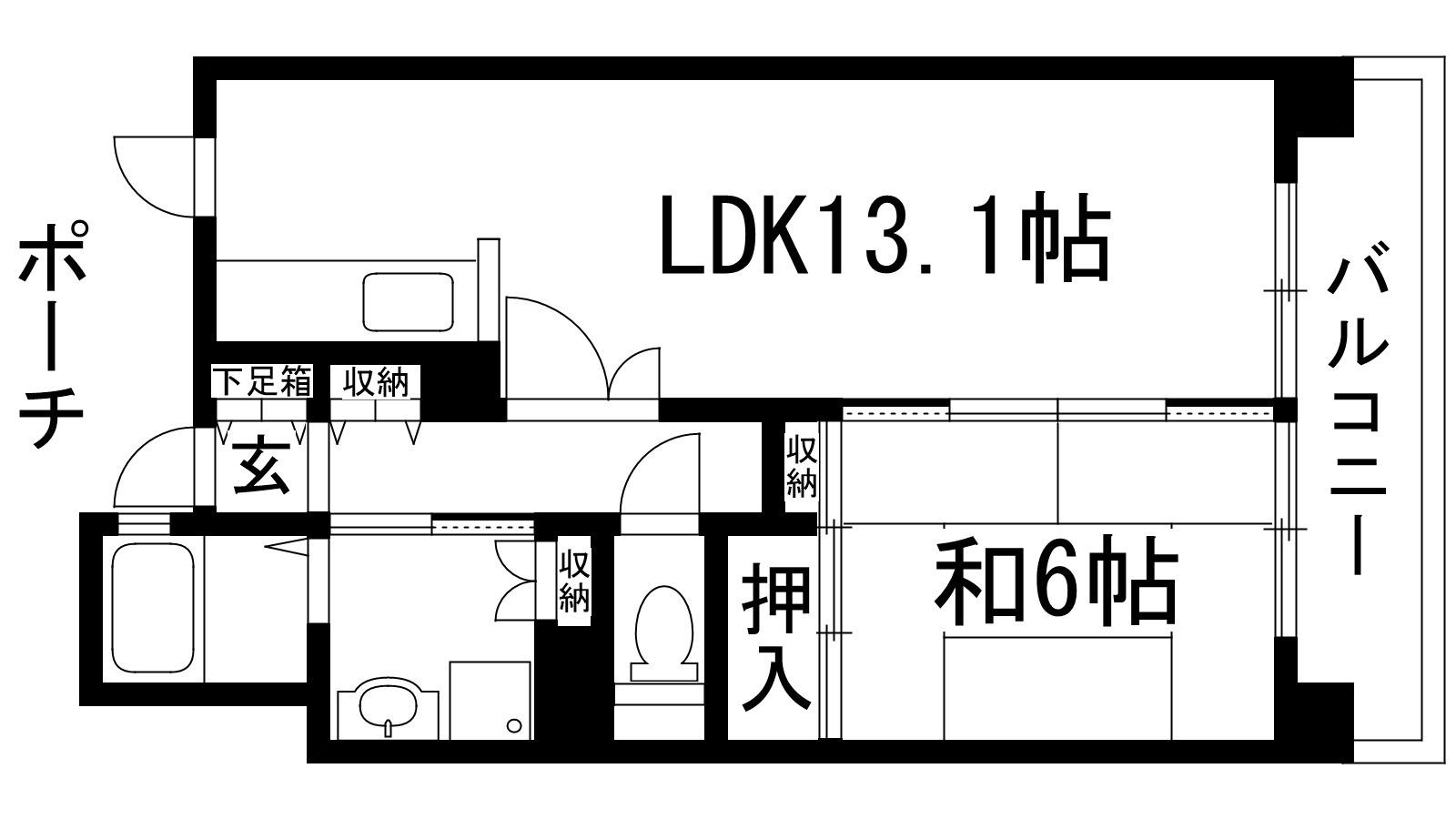 グリーンヒルズ仁川7号棟(1LDK/2階)の間取り写真