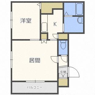 グランメールアカシア通(1LDK/3階)の間取り写真