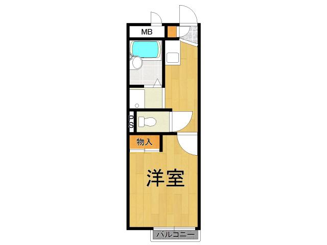 レオパレスパッシィオーネ(1K/2階)の間取り写真