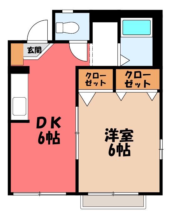 ハイネス馬場(1DK/1階)の間取り写真