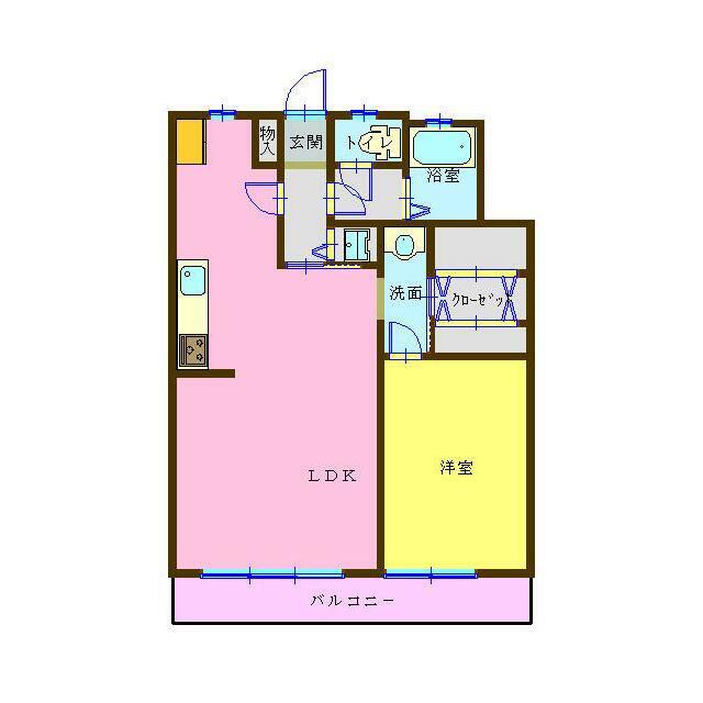 下関マンション(1LDK/3階)の間取り写真