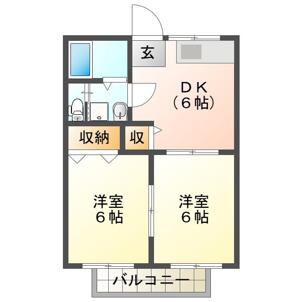 ドリームK A(2DK/1階)の間取り写真