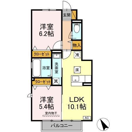 ブリランテ A(2LDK/1階)の間取り写真