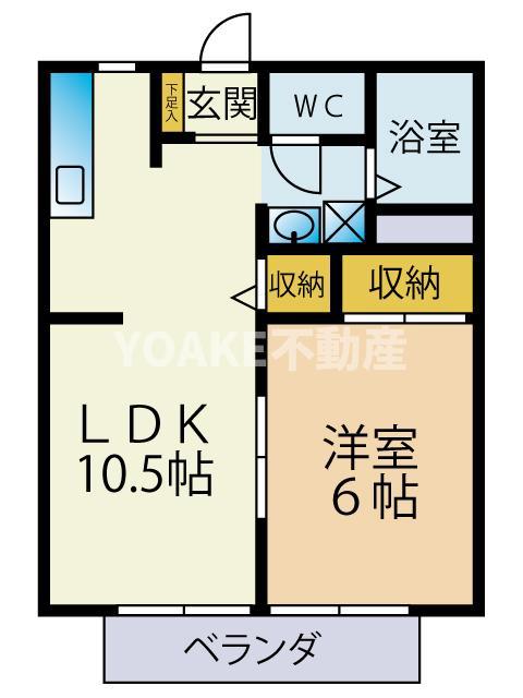 JUNEつきみ野(1LDK/2階)の間取り写真