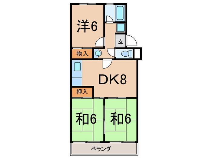 岡嶋グリーンハイツ(3DK/2階)の間取り写真