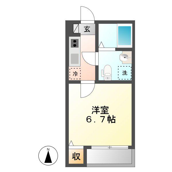 フィローネ高畑(1K/3階)の間取り写真