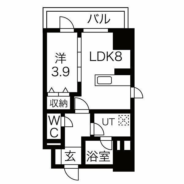 クリスタルガーデン栄町(1LDK/13階)の間取り写真