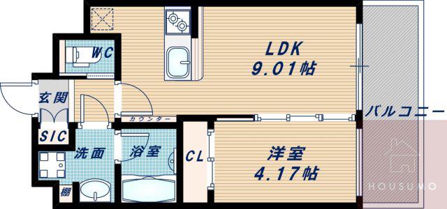 プレジオ緑地公園(1LDK/11階)の間取り写真