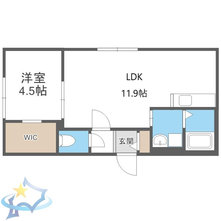 HERO YAMAHANA2(1LDK/3階)の間取り写真