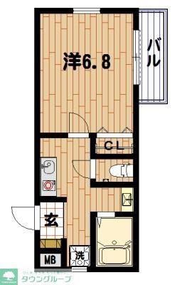 クレール六浦東(1K/1階)の間取り写真