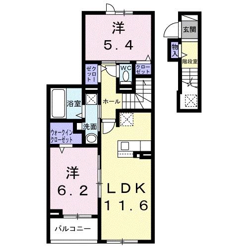 ソレアード コート(2LDK/2階)の間取り写真