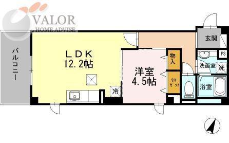 SKYSHORE(1LDK/3階)の間取り写真