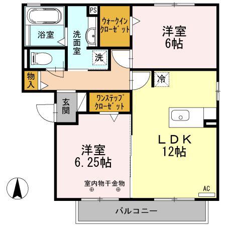 ボナール東野(2LDK/2階)の間取り写真