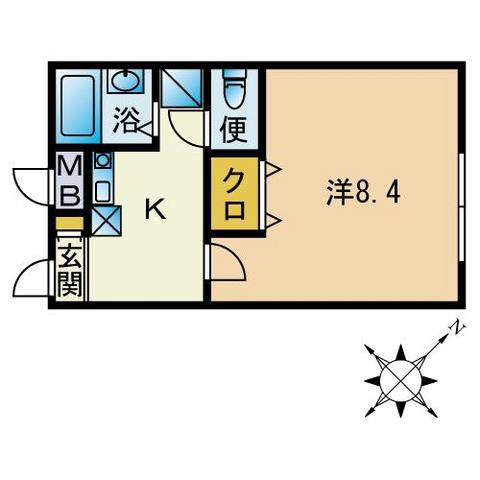 アムールSIN(1K/2階)の間取り写真