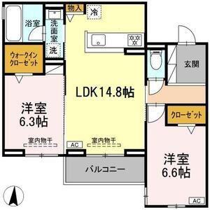 D-CREST安東1丁目(2LDK/3階)の間取り写真