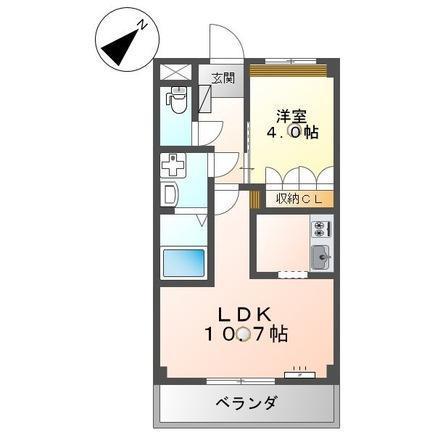 シルフィード(1LDK/2階)の間取り写真
