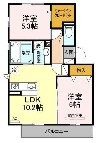 ヴィラフェリオ(2LDK/3階)の間取り写真