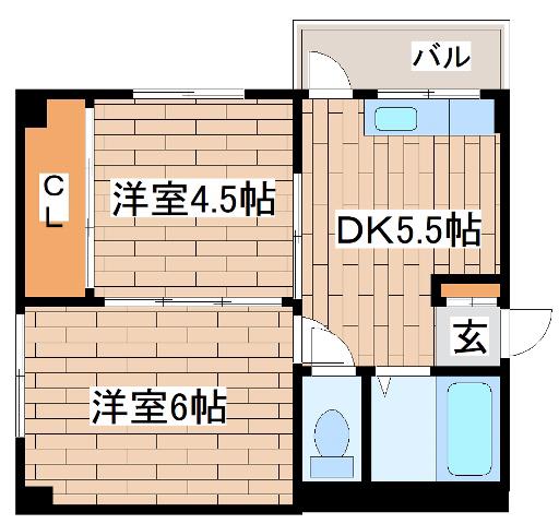 メゾン熊内V(2DK/3階)の間取り写真