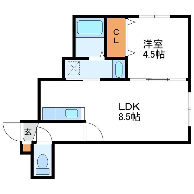 グローリーN28(1LDK/2階)の間取り写真