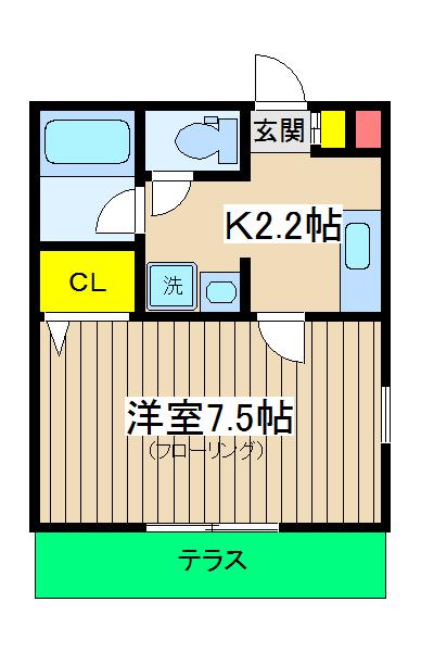 ディアコート横浜(1K/1階)の間取り写真