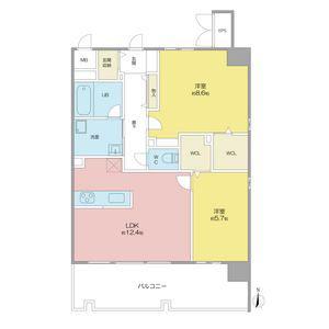 高畑T-2マンション(2LDK/11階)の間取り写真