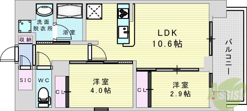 シーズンフラッツ新大阪サウス(2LDK/2階)の間取り写真