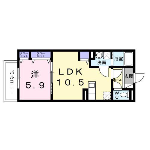 HARU江坂ウエスト(1LDK/1階)の間取り写真