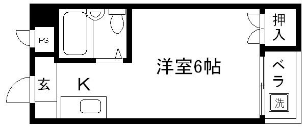 第一京和ハイツ(1K/2階)の間取り写真