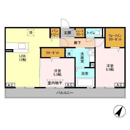ルアナ姉崎(2LDK/2階)の間取り写真
