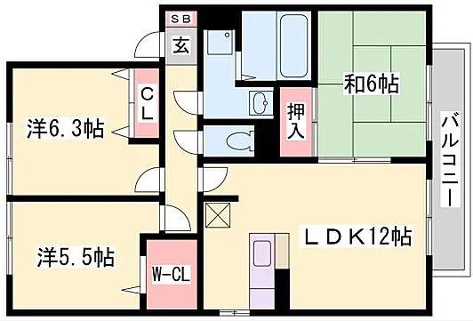メリーファンテン(2LDK/2階)の間取り写真