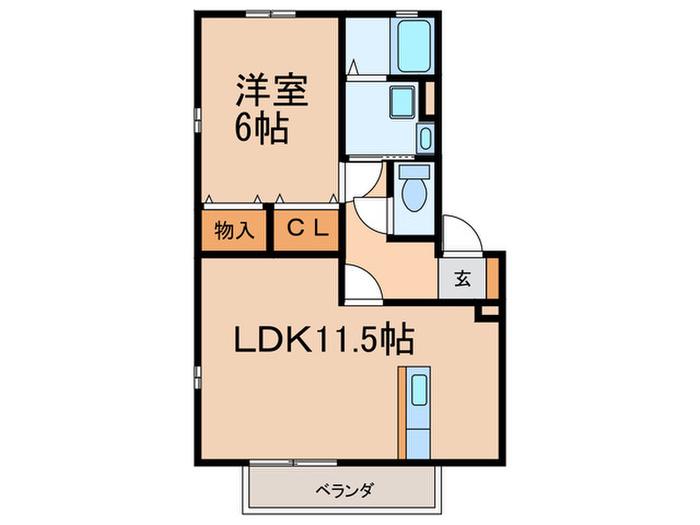 マノワール(1LDK/1階)の間取り写真