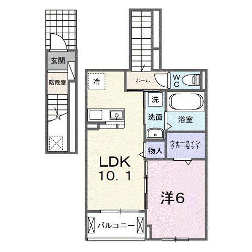 フランシーズコート行田(1LDK/2階)の間取り写真