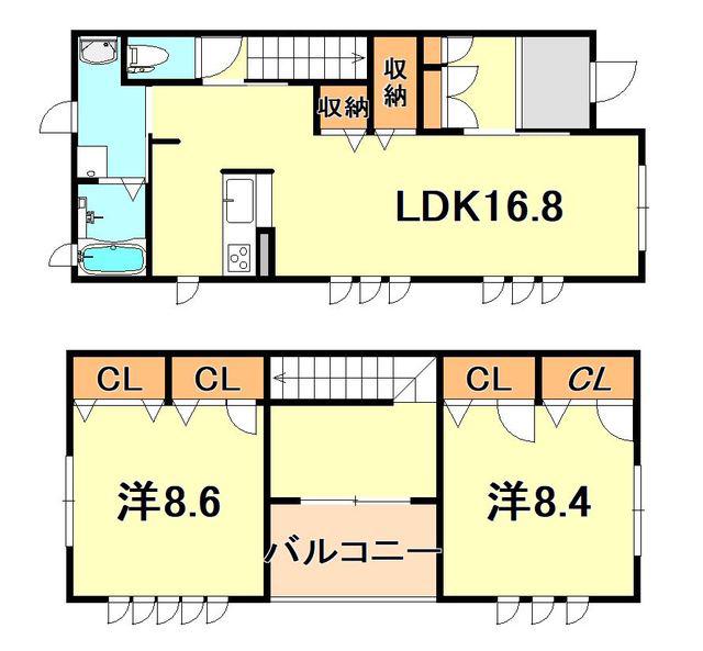 ロイヤルコート茶屋(2LDK/1階)の間取り写真