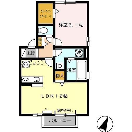 MOMO(1LDK/2階)の間取り写真