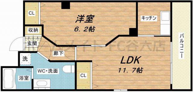 シャトードルチェII(1LDK/5階)の間取り写真