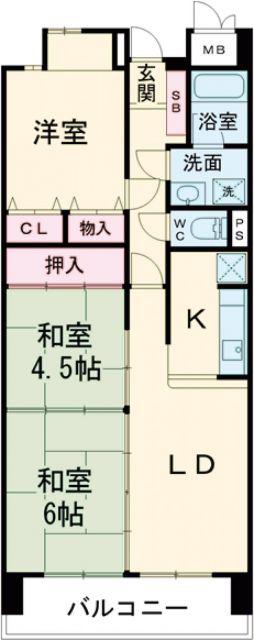 トーカンマンション潮見町(3LDK/9階)の間取り写真