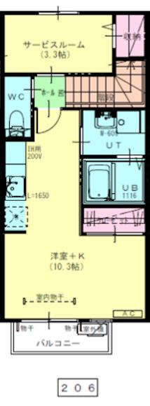 JR東北本線 古館駅 徒歩18分 2階建 築5年(1SK/1階)の間取り写真